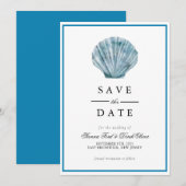 Antieke Turquoise Blauwe Enkele Zeeschelp Bruiloft Save The Date (Voorkant / Achterkant)