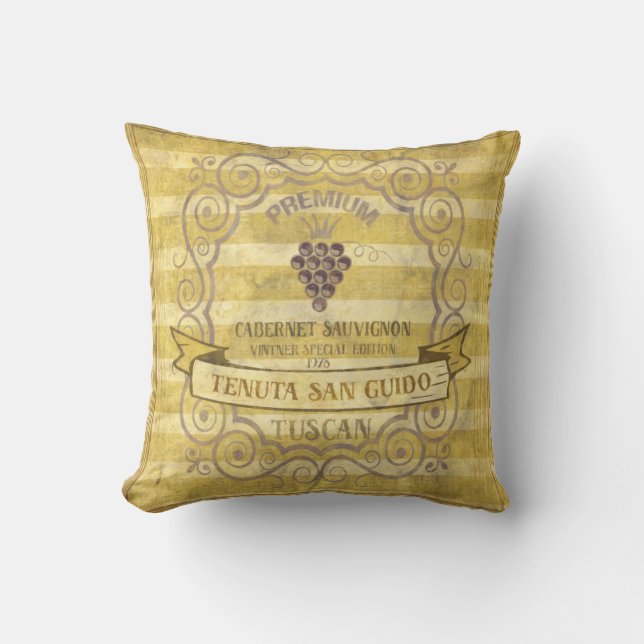 ANTIEKE Tuscane Cabernet wijnlabel buitenkussen (Voorkant)