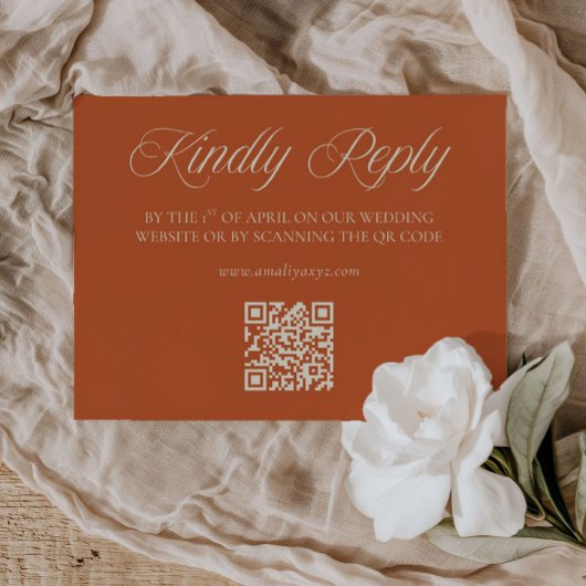 Antieke Tuscane Tuinbruiloft QR Code RSVP Kaart