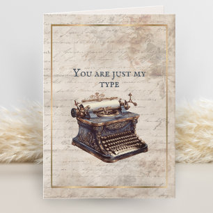 Antieke typemachine Jij bent mijn type Valentijn Kaart