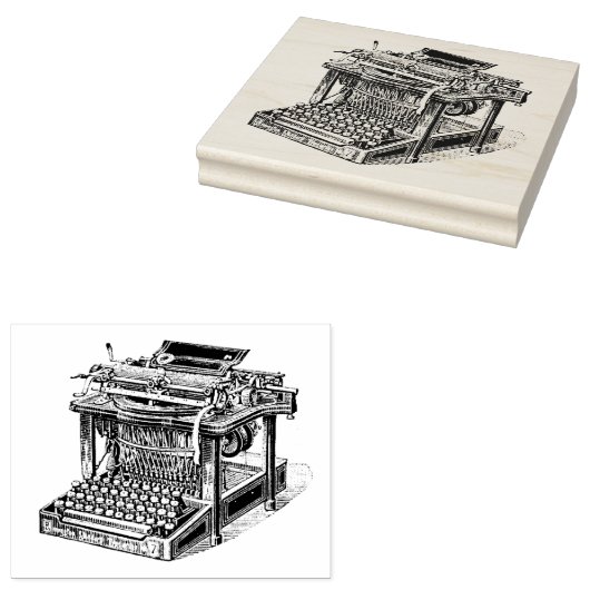 Antieke typemachine Lithografie Rubberstempel (Gestempeld)