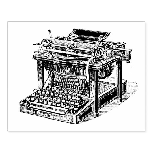 Antieke typemachine Lithografie Rubberstempel (Afrduk)