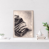 Antieke typemachine met diamanten ring – Romantisc Poster
