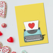 Antieke typemachine met rode hart Valentijnsdag Kaart