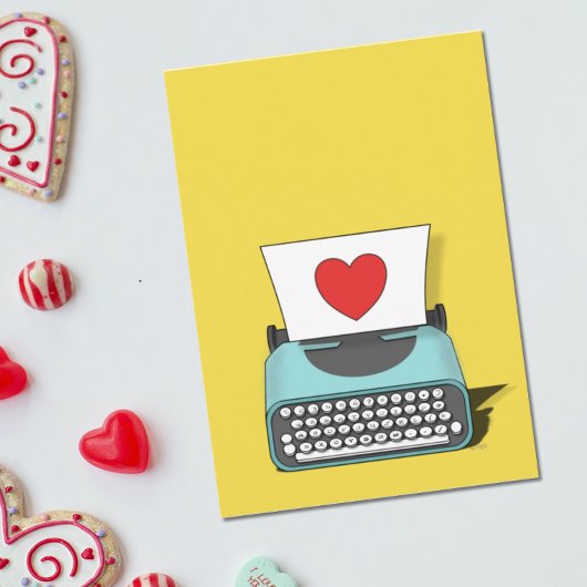 Antieke typemachine met rood hart Valentijnsdag Kaart
