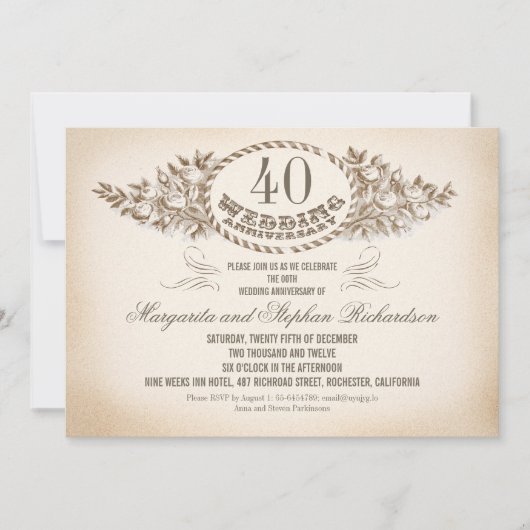 antieke typografie jubileum uitnodigingen (Voorkant)