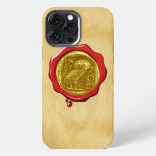 ANTIEKE UIL GOUD GEEL RODE WAX ZEGEL Parchment iPhone 13 Pro Max Hoesje