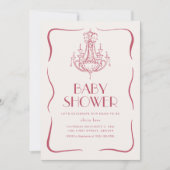 Antieke uitnodiging voor een roze babyshower (Voorkant)