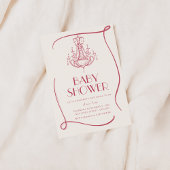 Antieke uitnodiging voor een roze babyshower met e