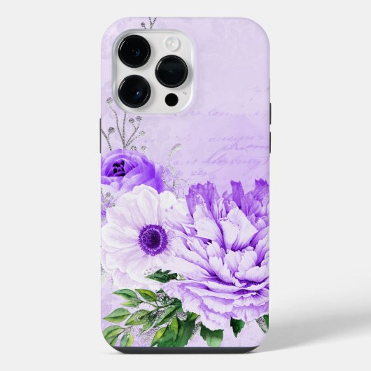 ANTIEKE UITZIENDE LAVENDEL SCHRIFT & BLOEMEN iPhone HOESJE (Achterkant)
