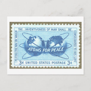 Antieke USA "Atoms for Peace" Postzegel Briefkaart