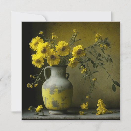 Antieke vaas met gele bloemen (Voorkant)