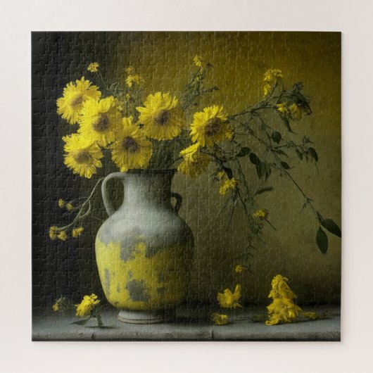 Antieke vaas met gele bloemen legpuzzel (Verticaal)