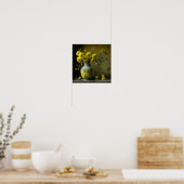 Antieke vaas met gele bloemen poster (Keuken)