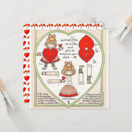 Antieke Valentijnsdag papieren poppen kunstkaart Kaart
