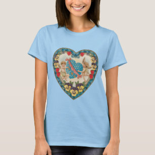Antieke Valentijnsdag, Vintage engelen in een hart T-shirt
