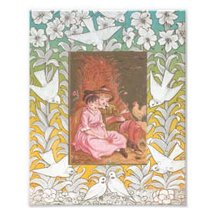 Antieke Valentijnskaart uit het Victoriaanse tijdp Foto Afdruk