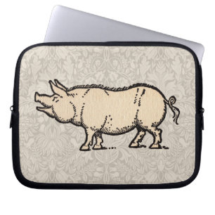 Antieke Varken Biggetje Schattig Vintage Laptop Sleeve