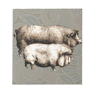 Antieke varkens Vintage tekening van varkens Notitieblok
