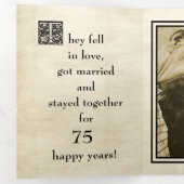 Antieke Verhaalboek Stijl Foto 75ste Verjaardag Drieluik Uitnodiging (Binnenzijde eerst)