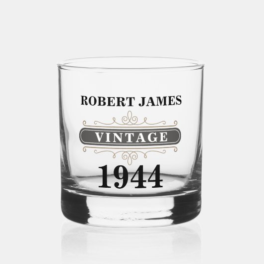 Antieke Verjaardag Whisky Glas (Voorkant)