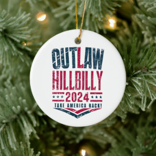 Antieke verkiezingen Outlaw Hillbilly Amerikaanse  Keramisch Ornament