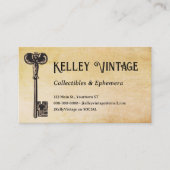  antieke verkoper antiek sleutel op perkament visitekaartje (Voorkant)