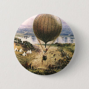 Antieke Vervoer, Heet Luchtballon Luchtballonnen Ronde Button 5,7 Cm