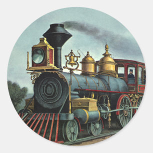 Antieke Vervoer, Kolentrein Locomotief Ronde Sticker