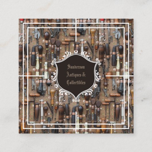Antieke Verzamelen  tools Vierkante Visitekaartje (Voorkant)