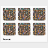 Antieke verzameling aan de muur vierkante sticker (Vel)