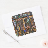 Antieke verzameling aan de muur vierkante sticker (Envelop)