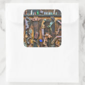 Antieke verzameling aan de muur vierkante sticker (Tas)