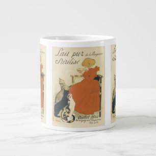 Antieke Victoriaanse Art Nouveau, Meisje met melkk Grote Koffiekop