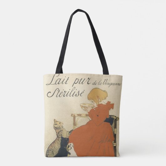 Antieke Victoriaanse Art Nouveau, Meisje met melkk Tote Bag (Achterkant)