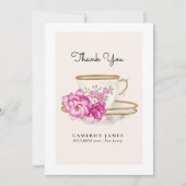 Antieke Victoriaanse bloem-theekop rozen theekrans Bedankkaart (Voorkant)