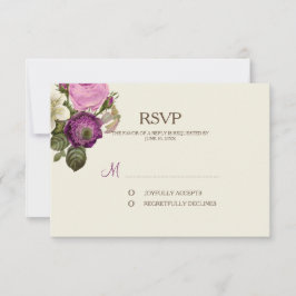 Antieke Victoriaanse Botanische Pruim RSVP Antwoor Kaartje