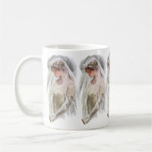 Antieke Victoriaanse bruid met Bijbel Harrison Fis Koffiemok (Links)