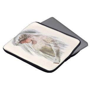 Antieke Victoriaanse bruid met Bijbel Harrison Fis Laptop Sleeve