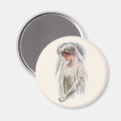 Antieke Victoriaanse bruid met Bijbel Harrison Fis Magneet (Voorkant / Achterkant)