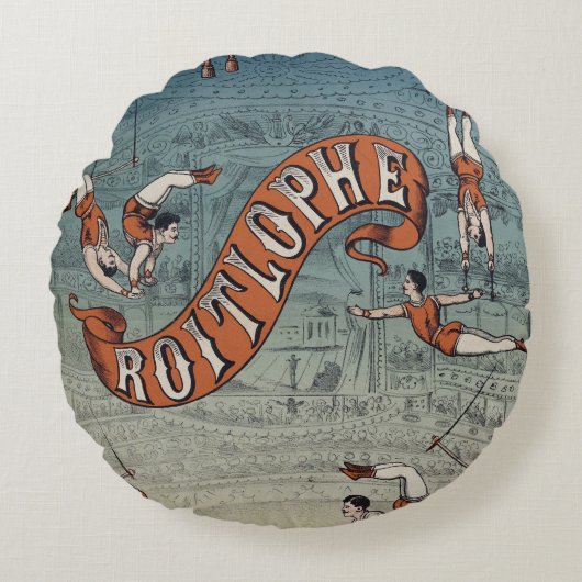 Antieke Victoriaanse Circus Rond Kussen (Voorkant)