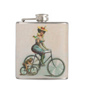 Antieke Victoriaanse Dame Hondenfiets Heupfles (Voorkant)