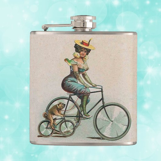 Antieke Victoriaanse Dame Hondenfiets Heupfles