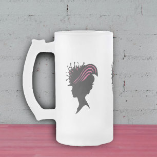 Antieke Victoriaanse Dame Zwarte Silhouet Fantasie Matglas Bierpul
