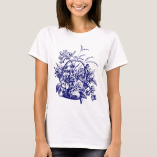 Antieke Victoriaanse Era Mand Met Bloemen T-shirt