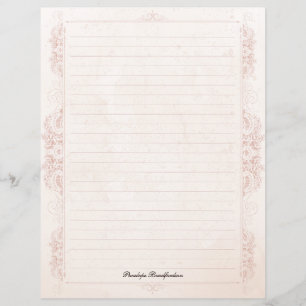Antieke Victoriaanse Gelinieerd Naam Briefpapier