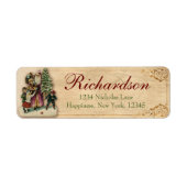 Antieke Victoriaanse Kerstman Retouradres Etiket (Voorkant)