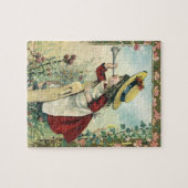 Antieke Victoriaanse kind, meisje dat bugel blaast Legpuzzel (Horizontaal)