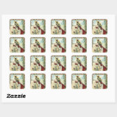 Antieke Victoriaanse kind, meisje dat bugel blaast Vierkante Sticker (Vel)