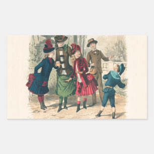 Antieke Victoriaanse Kinderen Spelen Bal 1880 Wint Rechthoekige Sticker